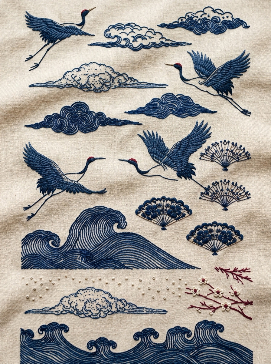 East Asian Inspired Embroidery Pattern from East Asian Inspired Embroidery Book 4, a digital embroidery design reference for machine embroidery designs, embroidery patterns and embroidery design reference.