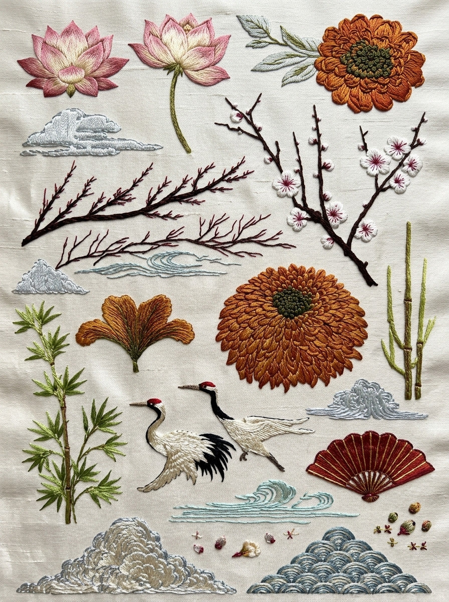 East Asian Inspired Embroidery Png from East Asian Inspired Embroidery Book 8, a digital embroidery design reference for machine embroidery designs, embroidery patterns and embroidery design reference.