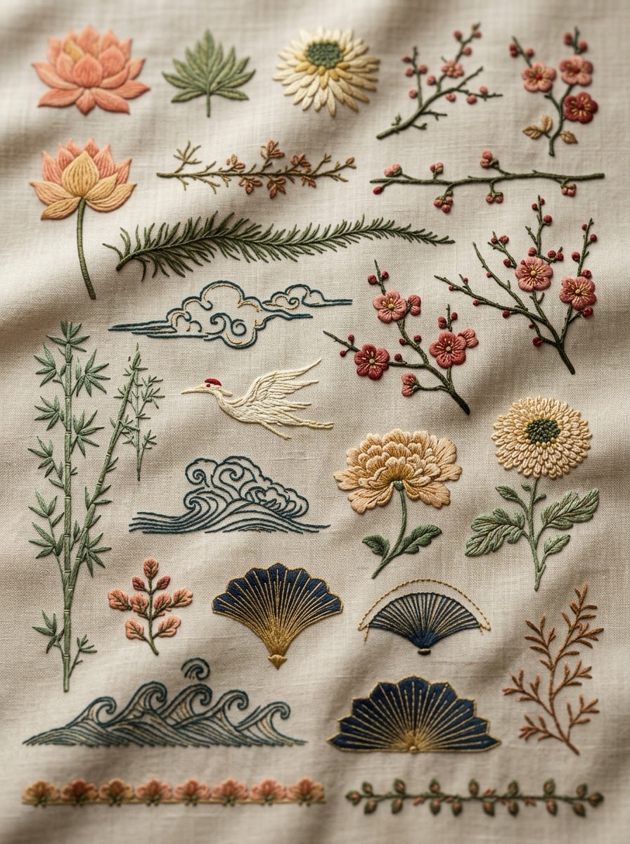 East Asian Inspired Embroidery Png from East Asian Inspired Embroidery Book 6, a digital embroidery design reference for machine embroidery designs, embroidery patterns and embroidery design reference.