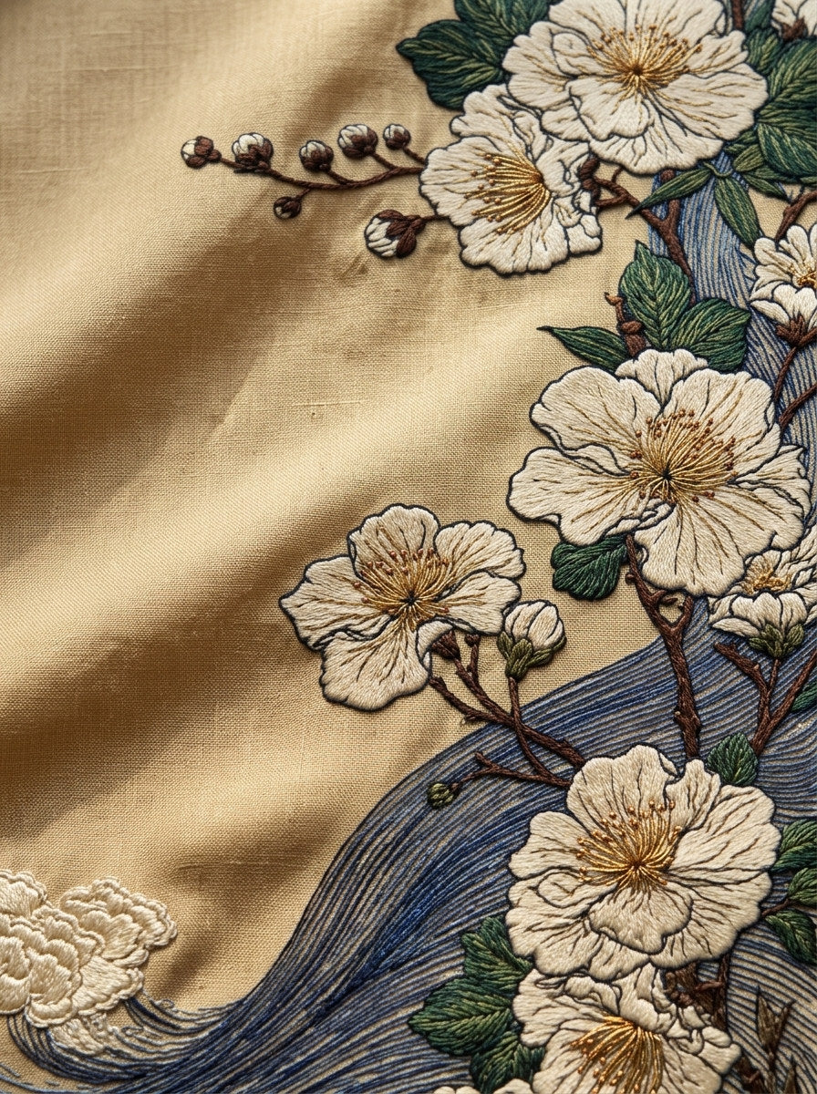 East Asian Inspired Home Linen from East Asian Inspired Embroidery Book 2, a digital embroidery design reference for machine embroidery designs, embroidery patterns and linen and home textile projects.