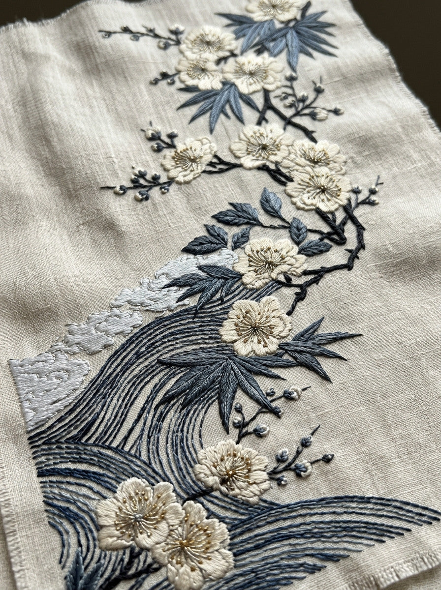 East Asian Inspired Home Linen from East Asian Inspired Embroidery Book 3, a digital embroidery design reference for machine embroidery designs, embroidery patterns and linen and home textile projects.
