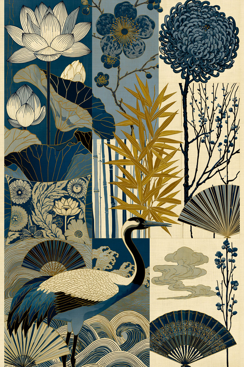 East Asian Inspired Home Textile from East Asian Inspired Embroidery Book 5, a digital embroidery design reference for machine embroidery designs, embroidery patterns and embroidery design reference.