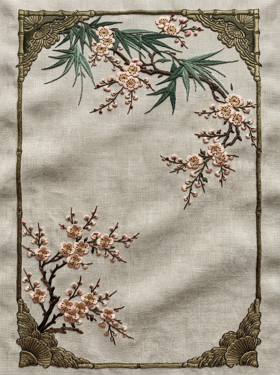 East Asian Inspired Modular Frame from East Asian Inspired Embroidery Book 1, a digital embroidery design reference for machine embroidery designs, embroidery patterns and frames and monogram spaces.