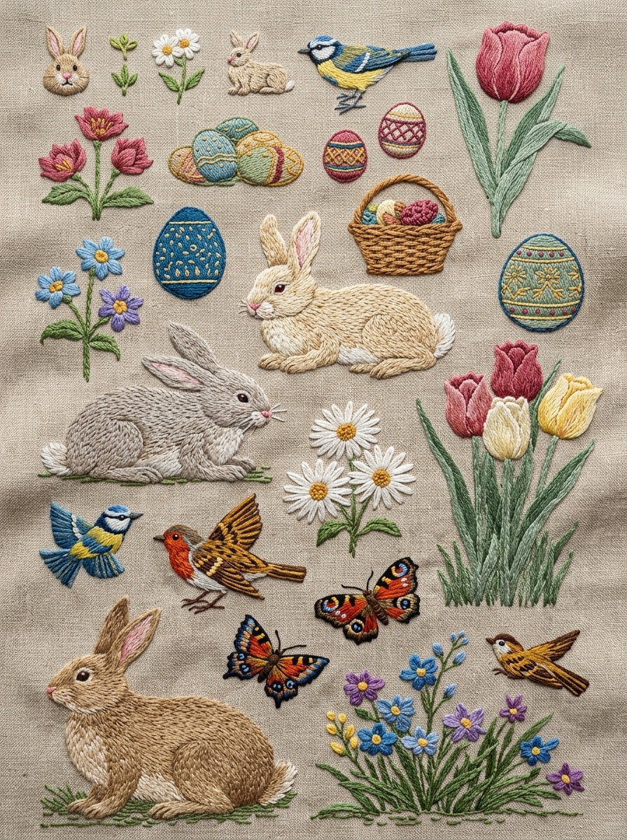Easter And Spring Embroidery Pattern 2 from Easter & Spring Embroidery Book 3, a digital embroidery design reference for machine embroidery designs, embroidery patterns and seasonal embroidery motifs.