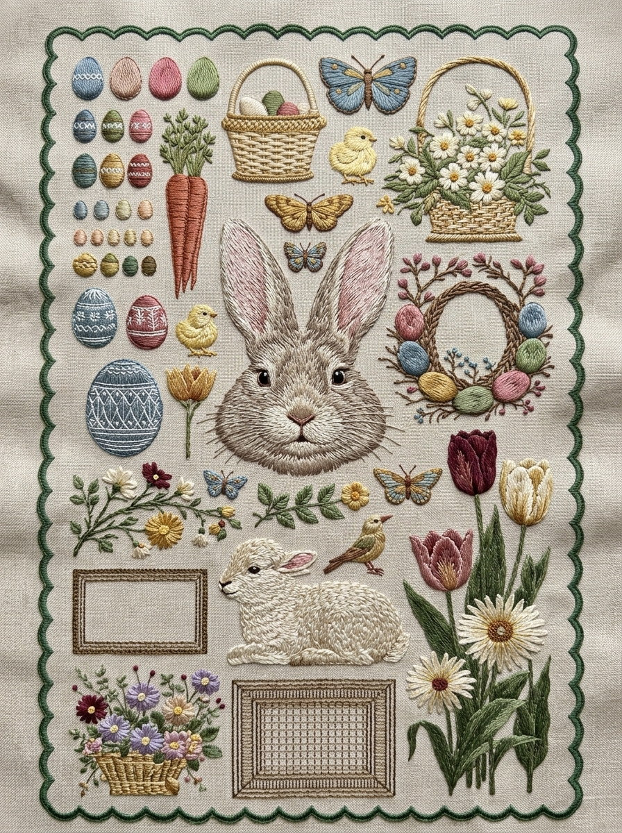 Easter And Spring Embroidery Pattern 3 from Easter & Spring Embroidery Book 3, a digital embroidery design reference for machine embroidery designs, embroidery patterns and seasonal embroidery motifs.