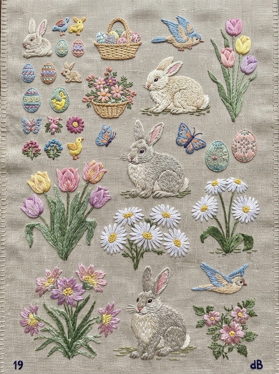 Easter And Spring Embroidery Pattern Png from Easter & Spring Embroidery Book 4, a digital embroidery design reference for machine embroidery designs, embroidery patterns and seasonal embroidery motifs.