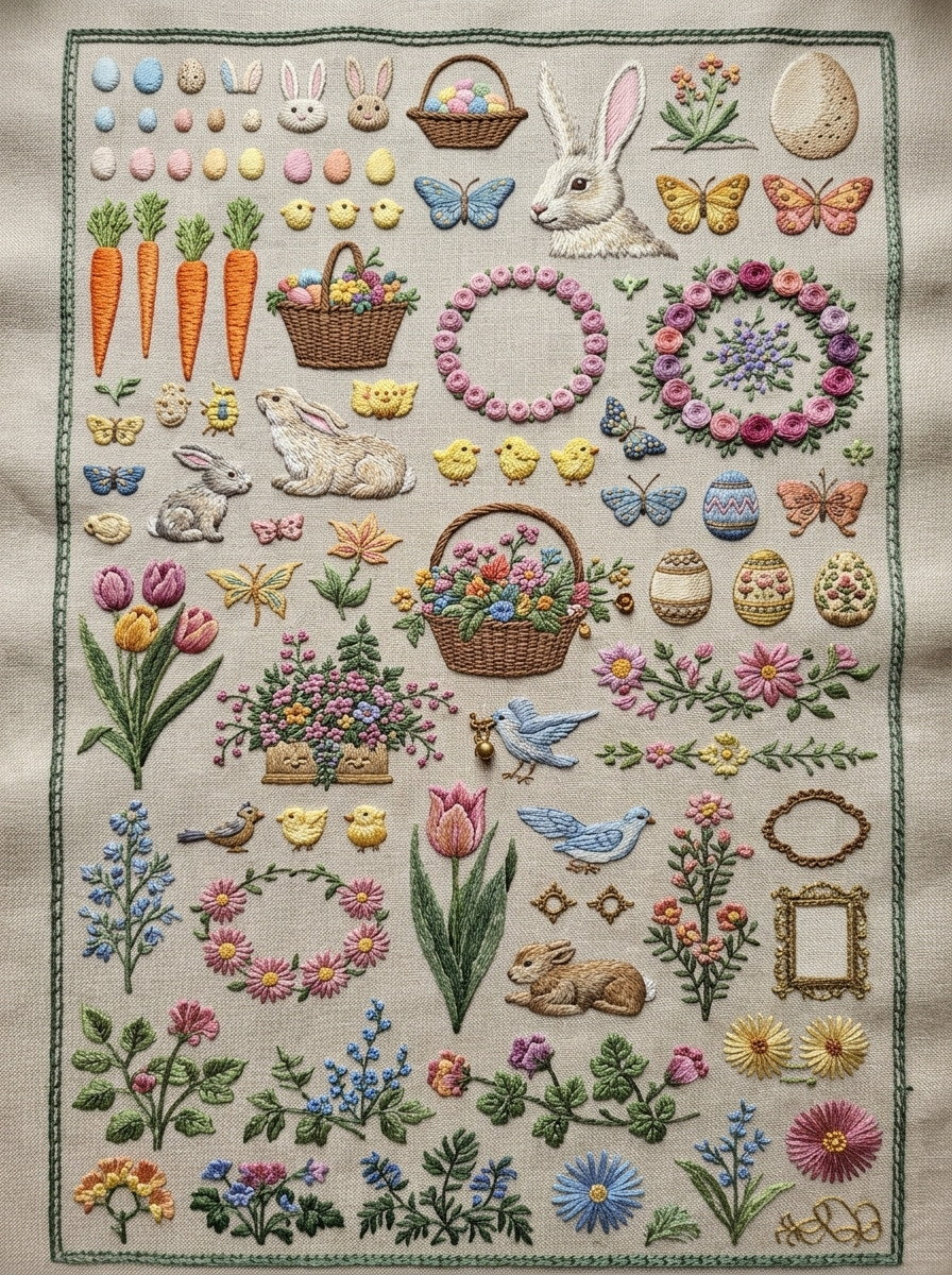 Easter And Spring Embroidery Pattern from Easter & Spring Embroidery Book 3, a digital embroidery design reference for machine embroidery designs, embroidery patterns and seasonal embroidery motifs.