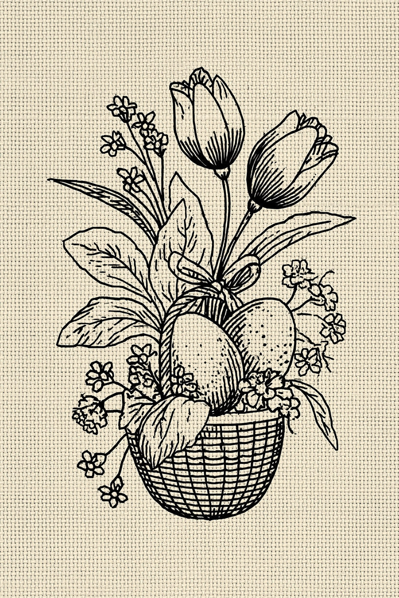 Easter Basket Gift Bag Motif from Easter & Spring Embroidery Book 2, a digital embroidery design reference for machine embroidery designs, embroidery patterns and seasonal embroidery motifs.