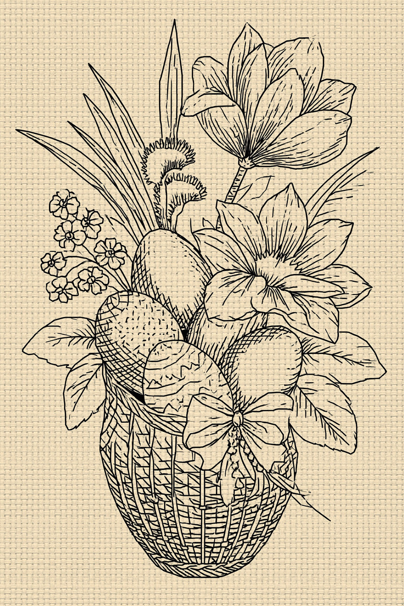 Easter Basket Gift Bag Motif from Easter & Spring Embroidery Book 4, a digital embroidery design reference for machine embroidery designs, embroidery patterns and seasonal embroidery motifs.