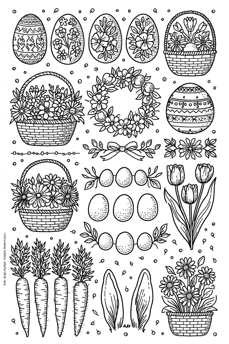 Easter Eggs Baskets And Spring from Easter & Spring Embroidery Book 2, a digital embroidery design reference for machine embroidery designs, embroidery patterns and seasonal embroidery motifs.