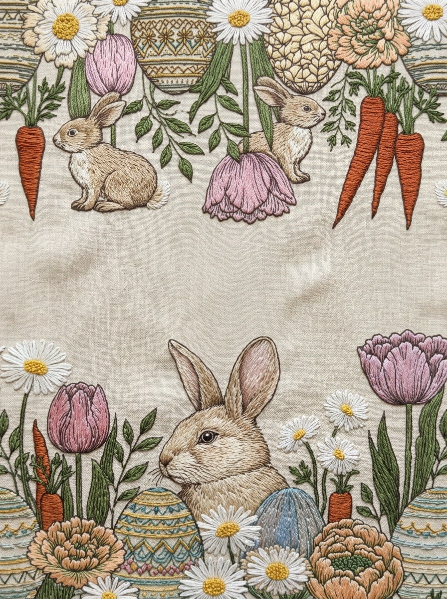 Easter Kitchen Towel Border Easter 02 from Easter & Spring Embroidery Book 1, a digital embroidery design reference for machine embroidery designs, embroidery patterns and border and edge embroidery.