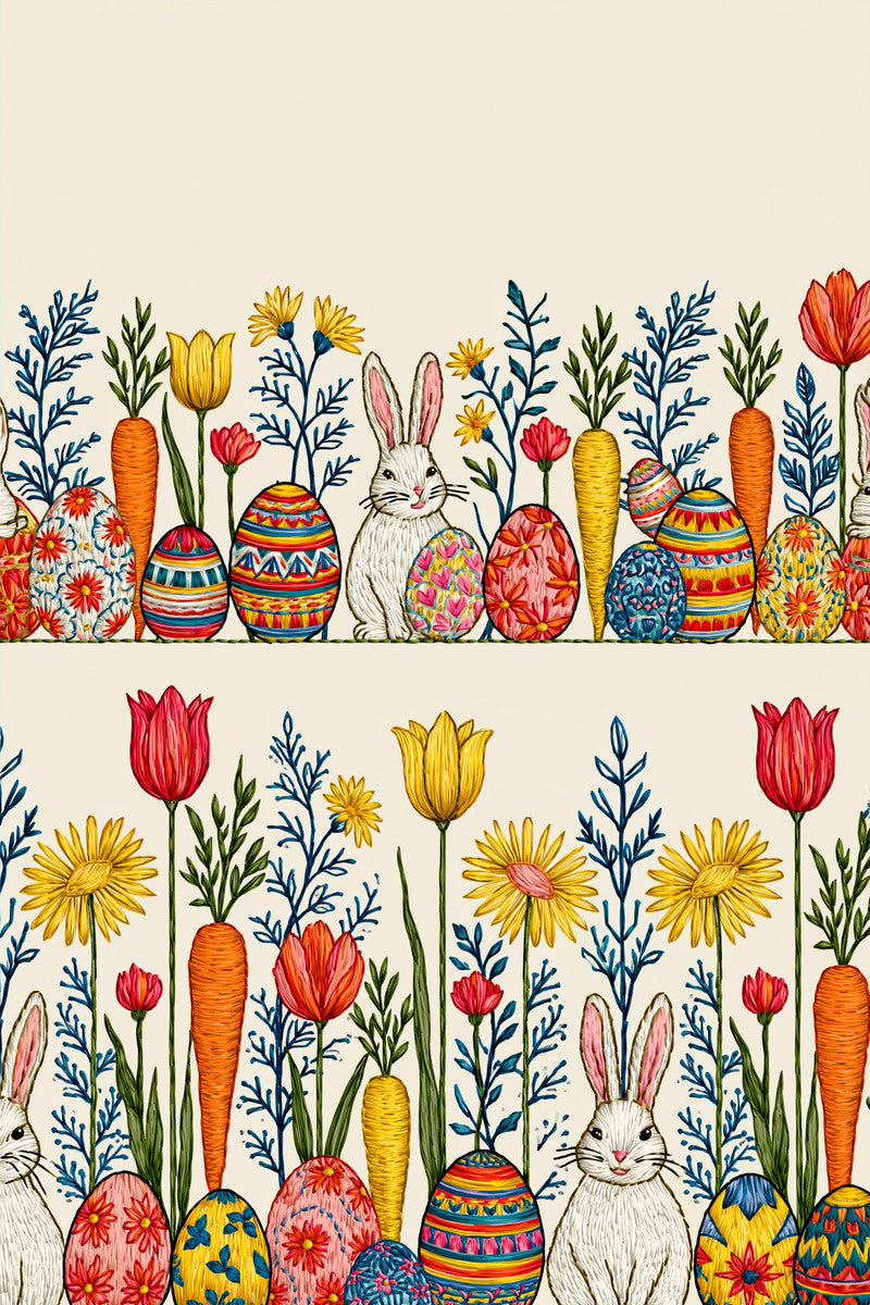 Easter Kitchen Towel Border Easter from Easter & Spring Embroidery Book 1, a digital embroidery design reference for machine embroidery designs, embroidery patterns and border and edge embroidery.