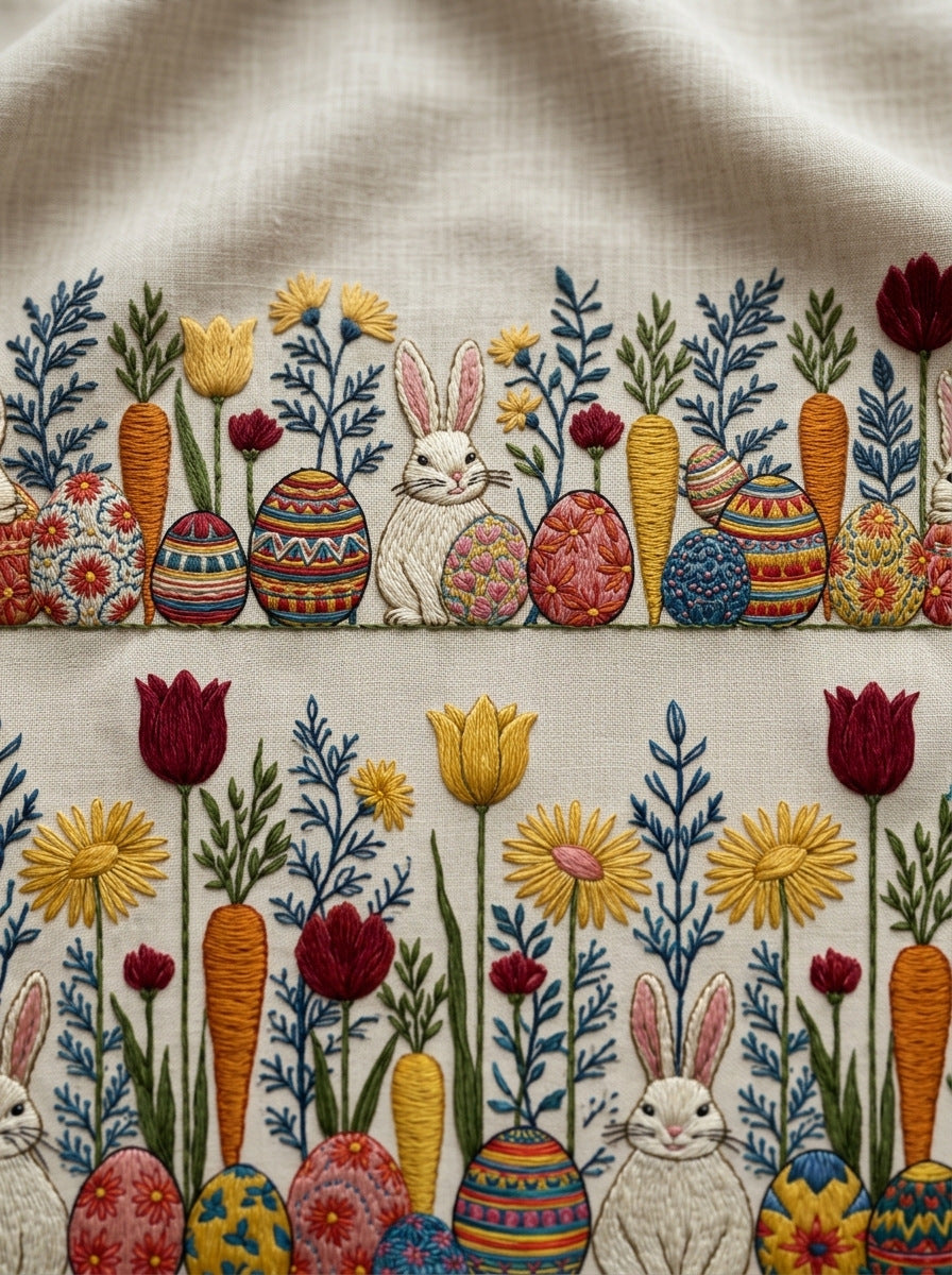Easter Kitchen Towel Border Easter from Easter & Spring Embroidery Book 1, a digital embroidery design reference for machine embroidery designs, embroidery patterns and border and edge embroidery.