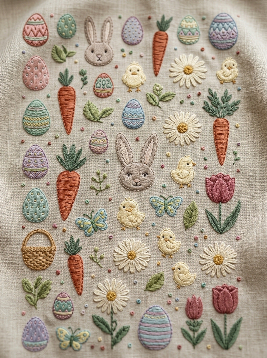 Easter Mini Motif Library Plate from Easter & Spring Embroidery Book 4, a digital embroidery design reference for machine embroidery designs, embroidery patterns and seasonal embroidery motifs.