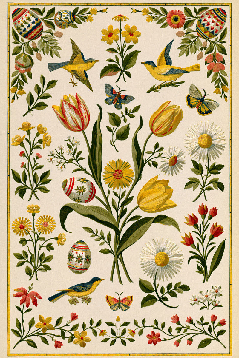 Easter Table Textile Placement Set from Easter & Spring Embroidery Book 2, a digital embroidery design reference for machine embroidery designs, embroidery patterns and lace and broderie details.