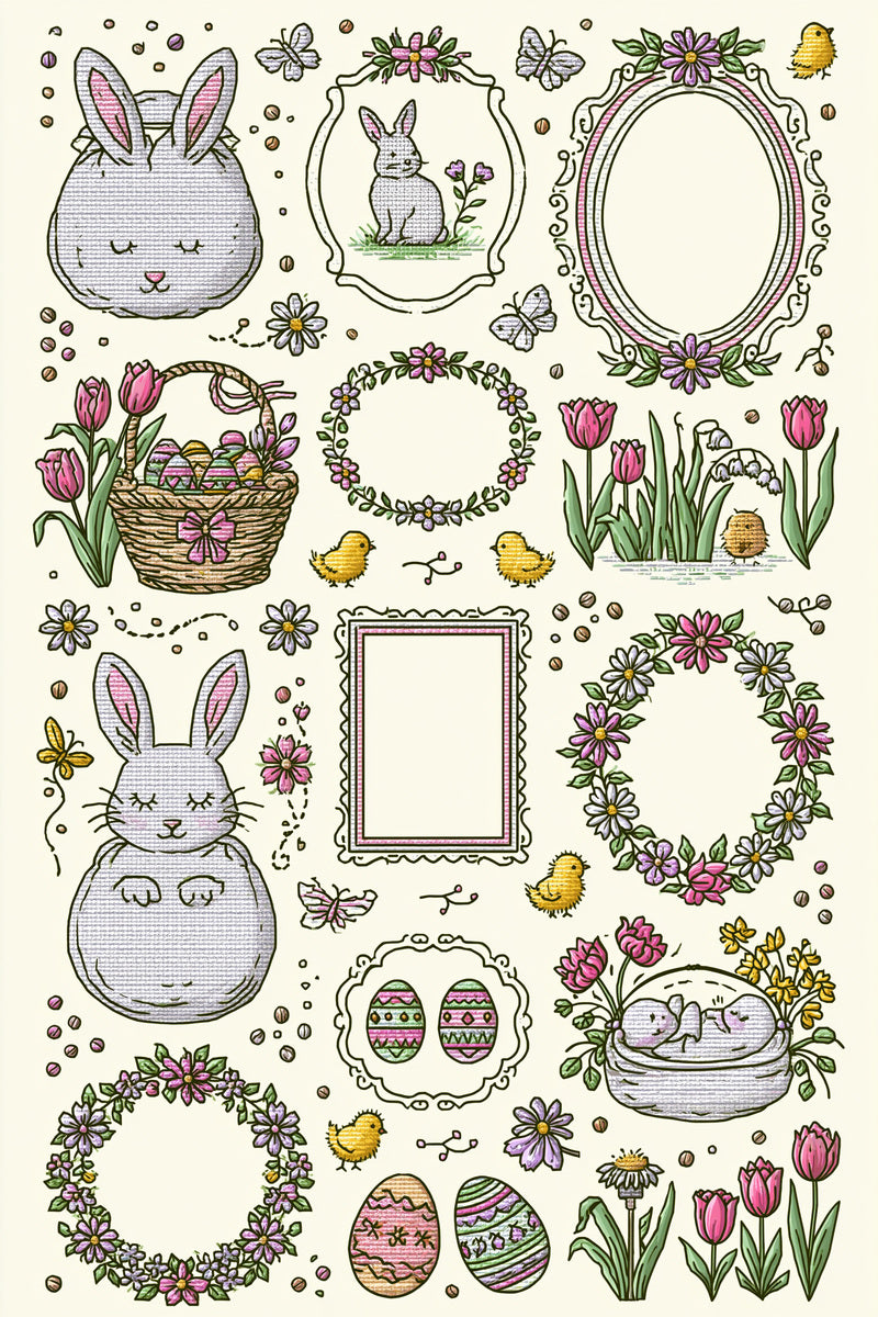 Easterspring Embroidery Pattern Book Plate from Easter & Spring Embroidery Book 2, a digital embroidery design reference for machine embroidery designs, embroidery patterns and seasonal embroidery motifs.
