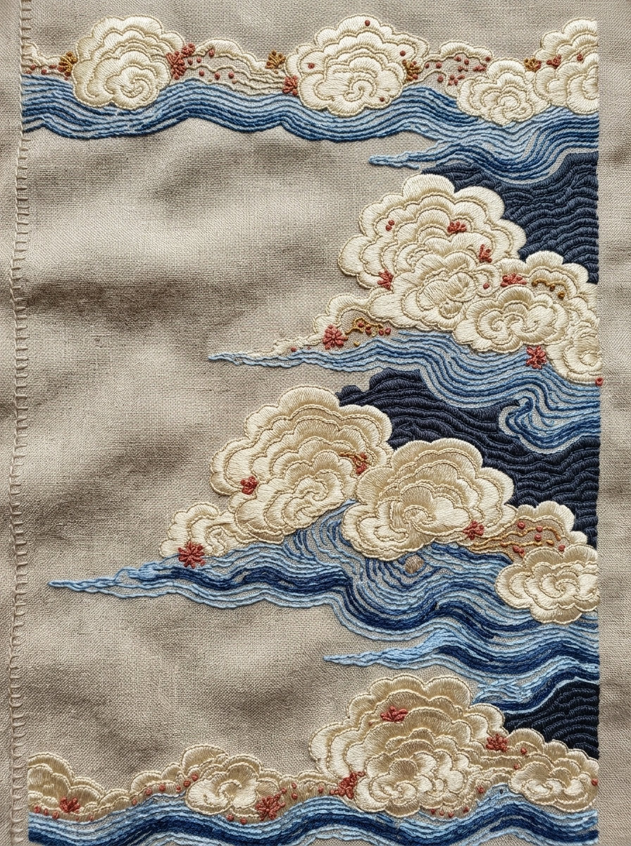 Elegant Cloud Border East Asian 02 from East Asian Inspired Embroidery Book 3, a digital embroidery design reference for machine embroidery designs, embroidery patterns and border and edge embroidery.