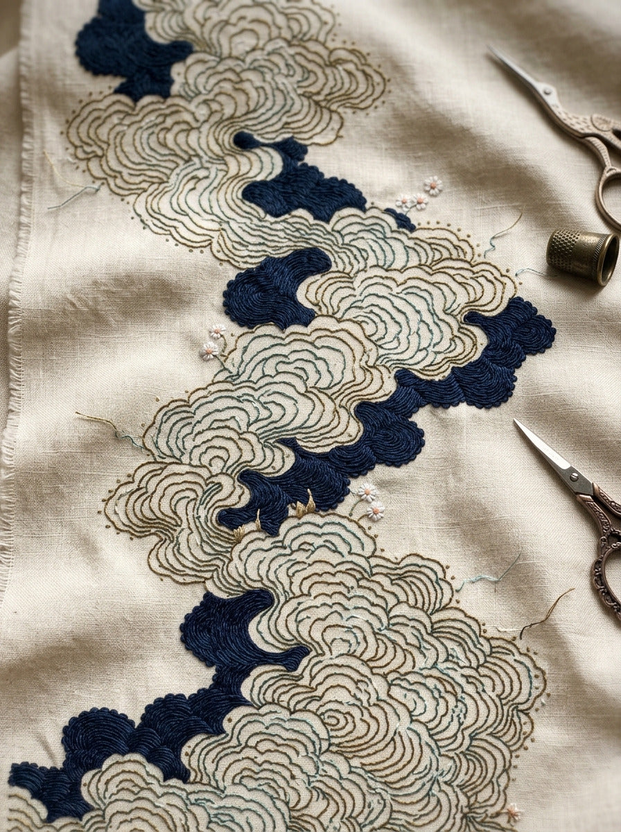 Elegant Cloud Border East Asian 02 from East Asian Inspired Embroidery Book 6, a digital embroidery design reference for machine embroidery designs, embroidery patterns and border and edge embroidery.