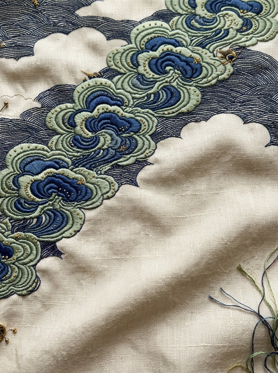 Elegant Cloud Border East Asian from East Asian Inspired Embroidery Book 3, a digital embroidery design reference for machine embroidery designs, embroidery patterns and border and edge embroidery.
