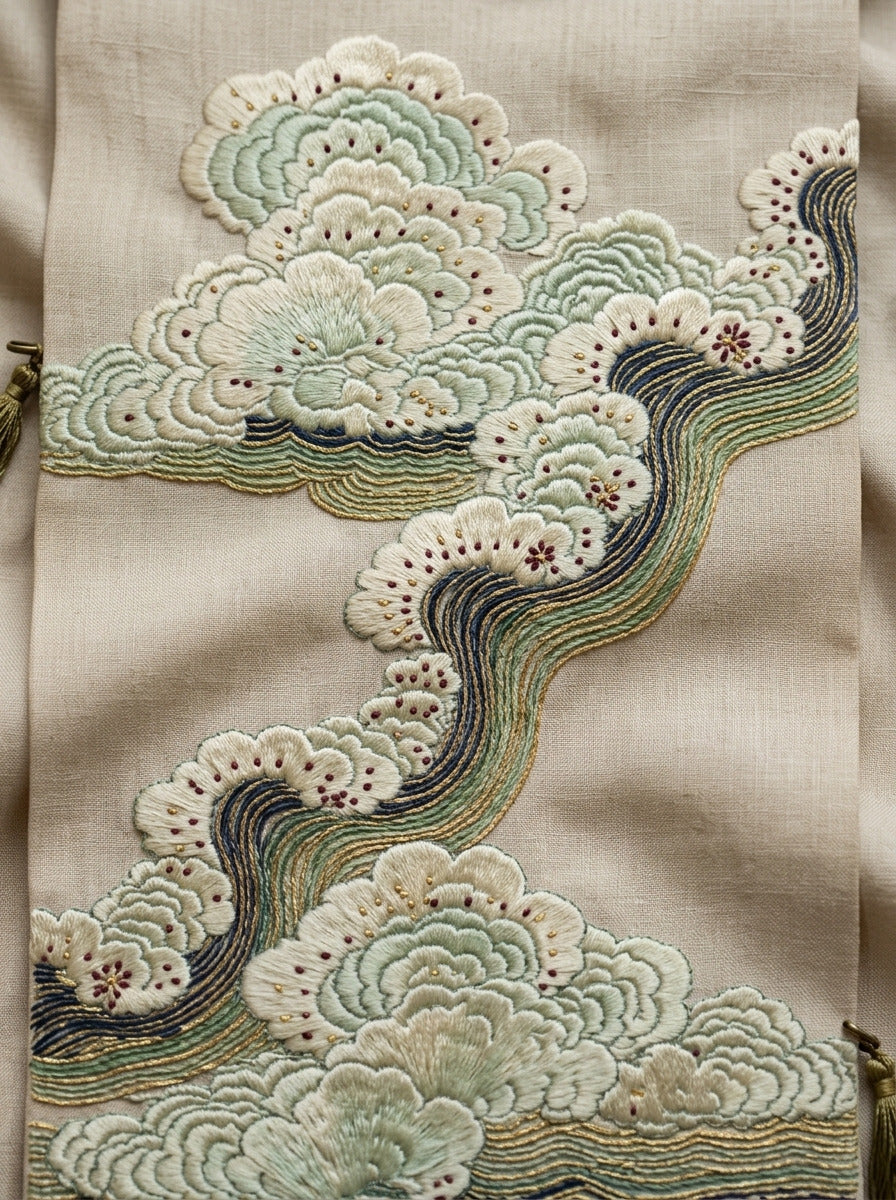 Elegant Cloud Border East Asian from East Asian Inspired Embroidery Book 6, a digital embroidery design reference for machine embroidery designs, embroidery patterns and border and edge embroidery.