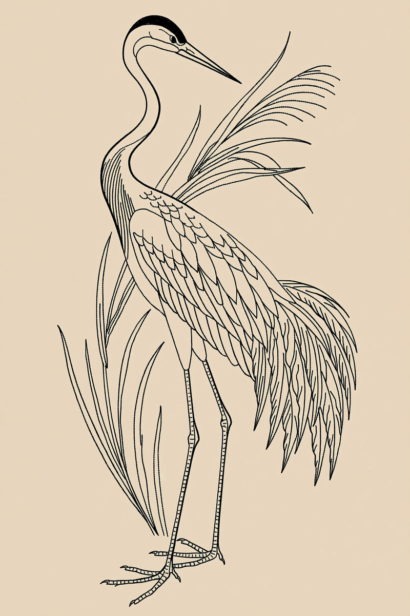 Elegant Crane Motif Birds Embroidery from Birds Embroidery Book 2, a digital embroidery design reference for machine embroidery designs, embroidery patterns and embroidery design reference.