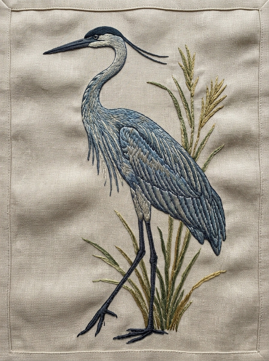 Elegant Crane Motif Birds Embroidery from Birds Embroidery Book 1, a digital embroidery design reference for machine embroidery designs, embroidery patterns and embroidery design reference.
