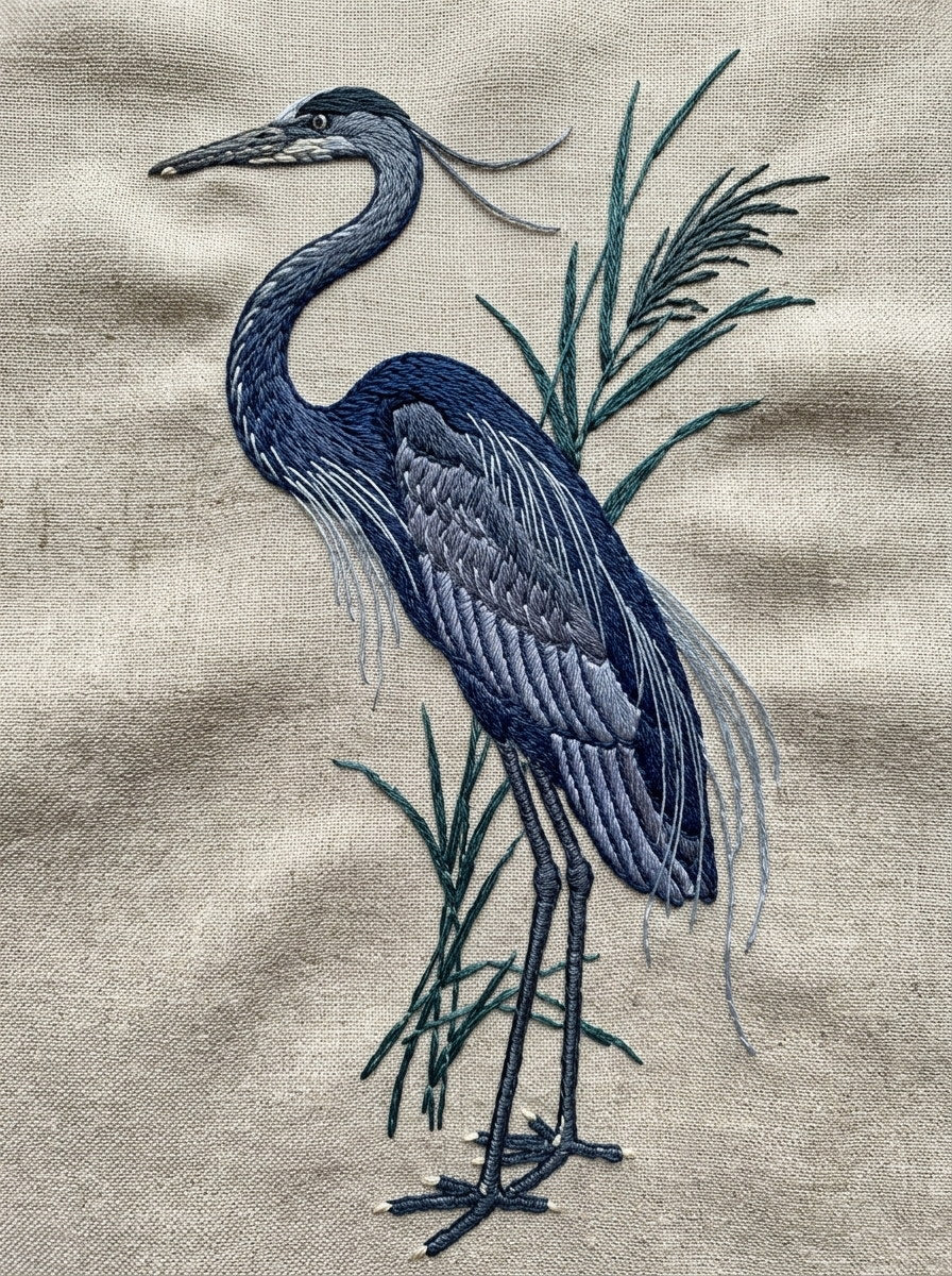 Elegant Crane Motif Birds Embroidery from Birds Embroidery Book 3, a digital embroidery design reference for machine embroidery designs, embroidery patterns and embroidery design reference.