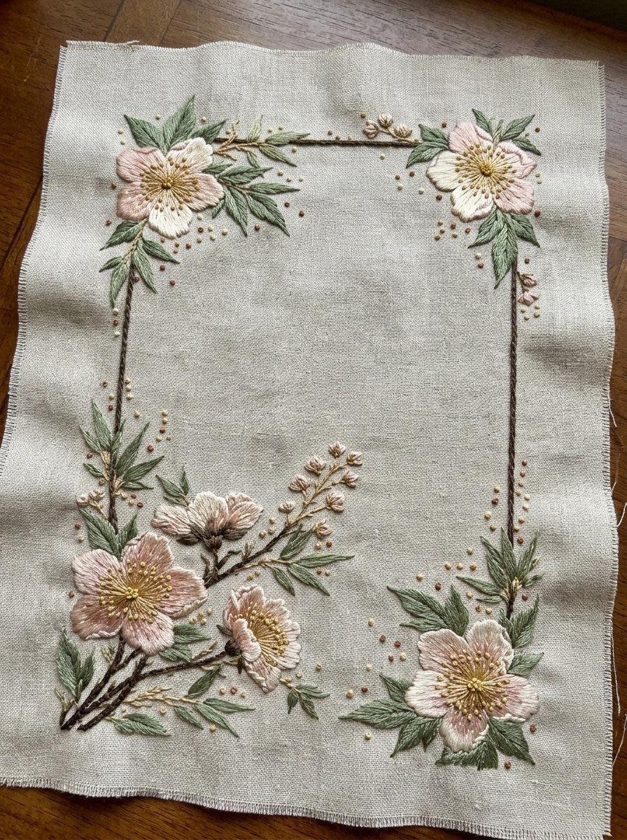 Elegant East Asian Label Frame from East Asian Inspired Embroidery Book 1, a digital embroidery design reference for machine embroidery designs, embroidery patterns and frames and monogram spaces.