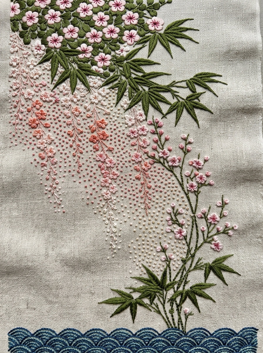 Elegant Mini Border Filler East from East Asian Inspired Embroidery Book 4, a digital embroidery design reference for machine embroidery designs, embroidery patterns and border and edge embroidery.