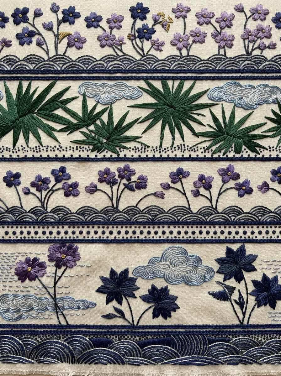 Elegant Mini Border Filler East from East Asian Inspired Embroidery Book 3, a digital embroidery design reference for machine embroidery designs, embroidery patterns and border and edge embroidery.