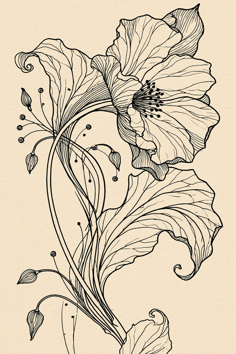 Elegant Small Textile Floral Motif from Art Nouveau Botanical Embroidery Book 4, a digital embroidery design reference for machine embroidery designs, embroidery patterns and small motif and accent designs.