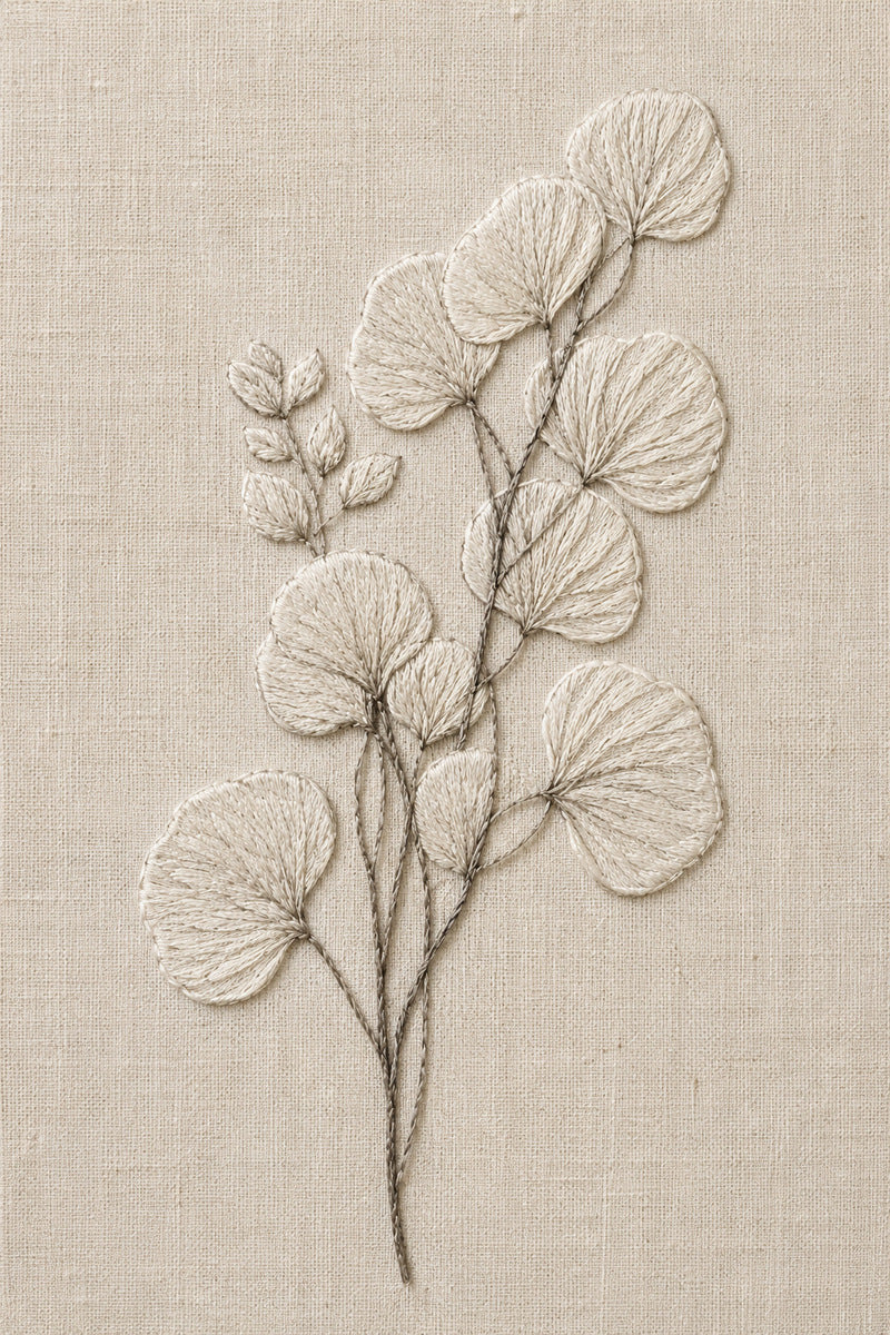 Eucalyptus Sprig 1 from Botanical Embroidery Designs Book 2, a digital embroidery design reference for machine embroidery designs, embroidery patterns and small motif and accent designs.