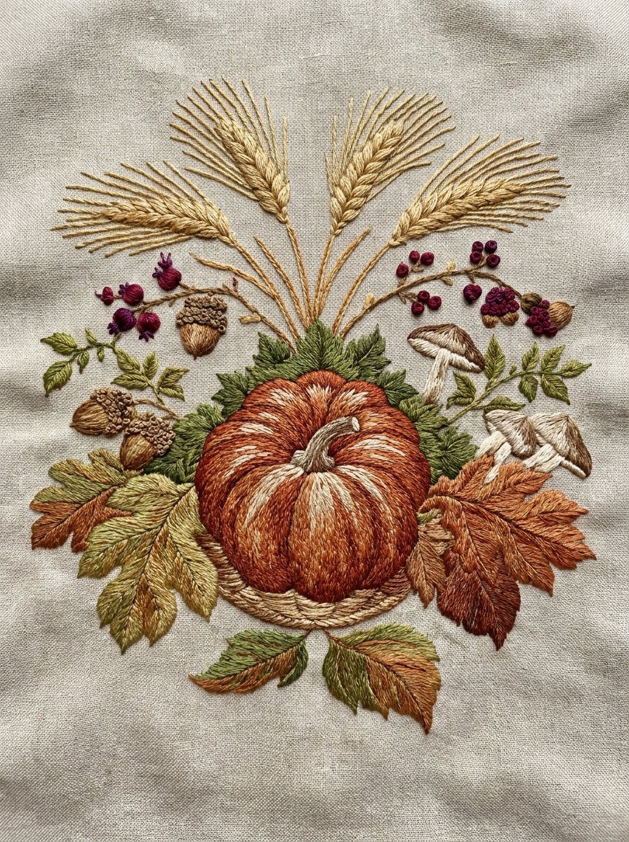 Fall Table Runner End Halloween from Halloween & Autumn Embroidery Book 3, a digital embroidery design reference for machine embroidery designs, embroidery patterns and border and edge embroidery.