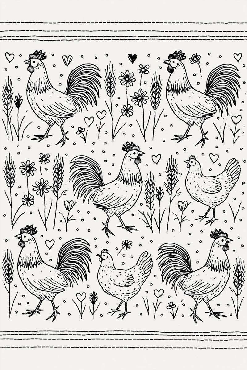 Farmhouse Border Unit Kitchen Embroidery from Kitchen Towels & Aprons Embroidery Book 1, a digital embroidery design reference for machine embroidery designs, embroidery patterns and border and edge embroidery.