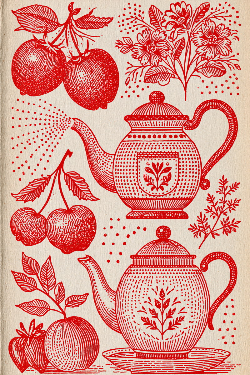 Farmhouse Kitchen And Tea Towel from Folk Redwork & Country Florals Book 3, a digital embroidery design reference for machine embroidery designs, embroidery patterns and linen and home textile projects.