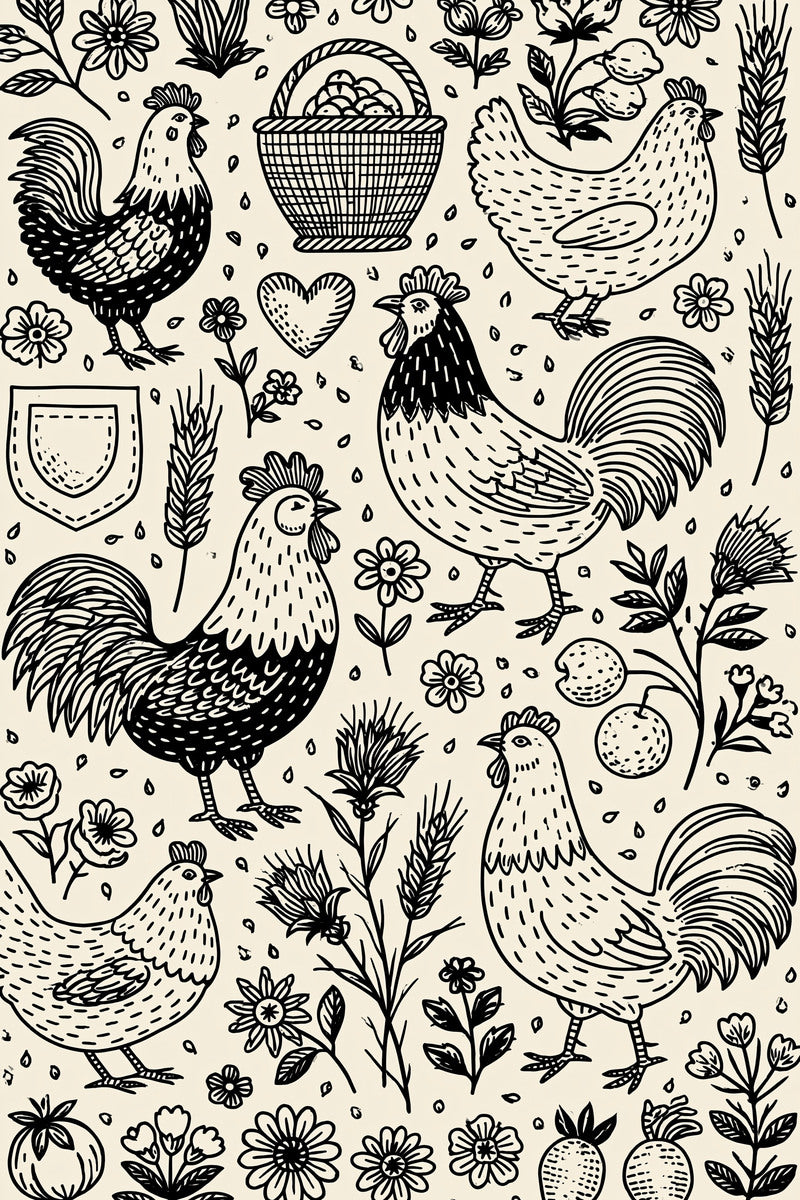 Farmhouse Kitchen Folk Plate Kitchen from Kitchen Towels & Aprons Embroidery Book 3, a digital embroidery design reference for machine embroidery designs, embroidery patterns and linen and home textile projects.