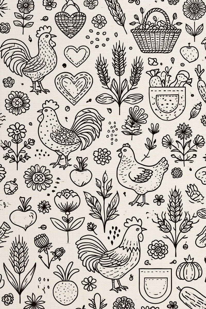 Farmhouse Kitchen Folk Plate Kitchen from Kitchen Towels & Aprons Embroidery Book 4, a digital embroidery design reference for machine embroidery designs, embroidery patterns and linen and home textile projects.