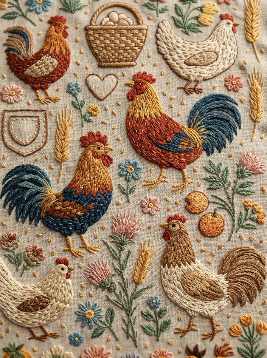Farmhouse Kitchen Folk Plate Kitchen from Kitchen Towels & Aprons Embroidery Book 3, a digital embroidery design reference for machine embroidery designs, embroidery patterns and linen and home textile projects.