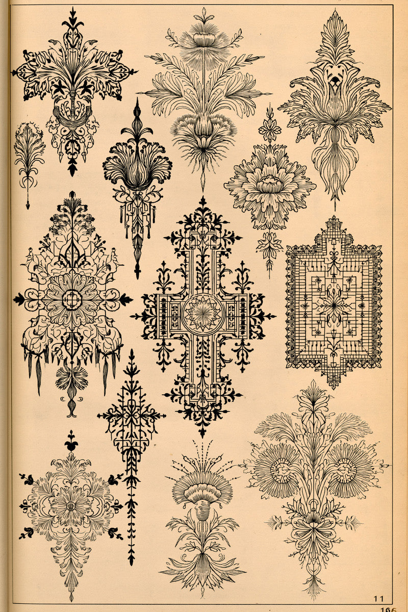 Fashion Embroidery Pattern Book Plate from Jacket Backs & Shirt Fronts Embroidery Book 2, a digital embroidery design reference for machine embroidery designs, embroidery patterns and garment placement ideas.