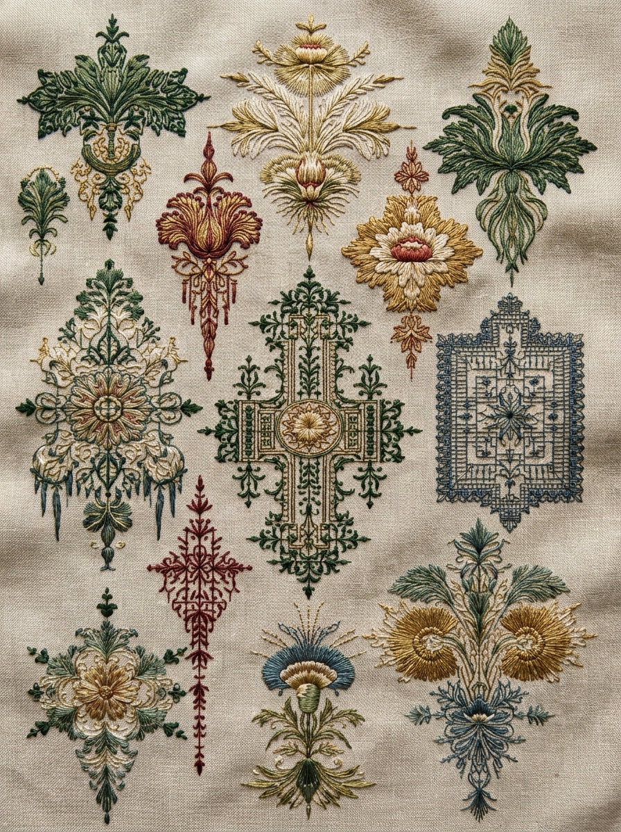 Fashion Embroidery Pattern Book Plate Png from Jacket Backs & Shirt Fronts Embroidery Book 2, a digital embroidery design reference for machine embroidery designs, embroidery patterns and garment placement ideas.
