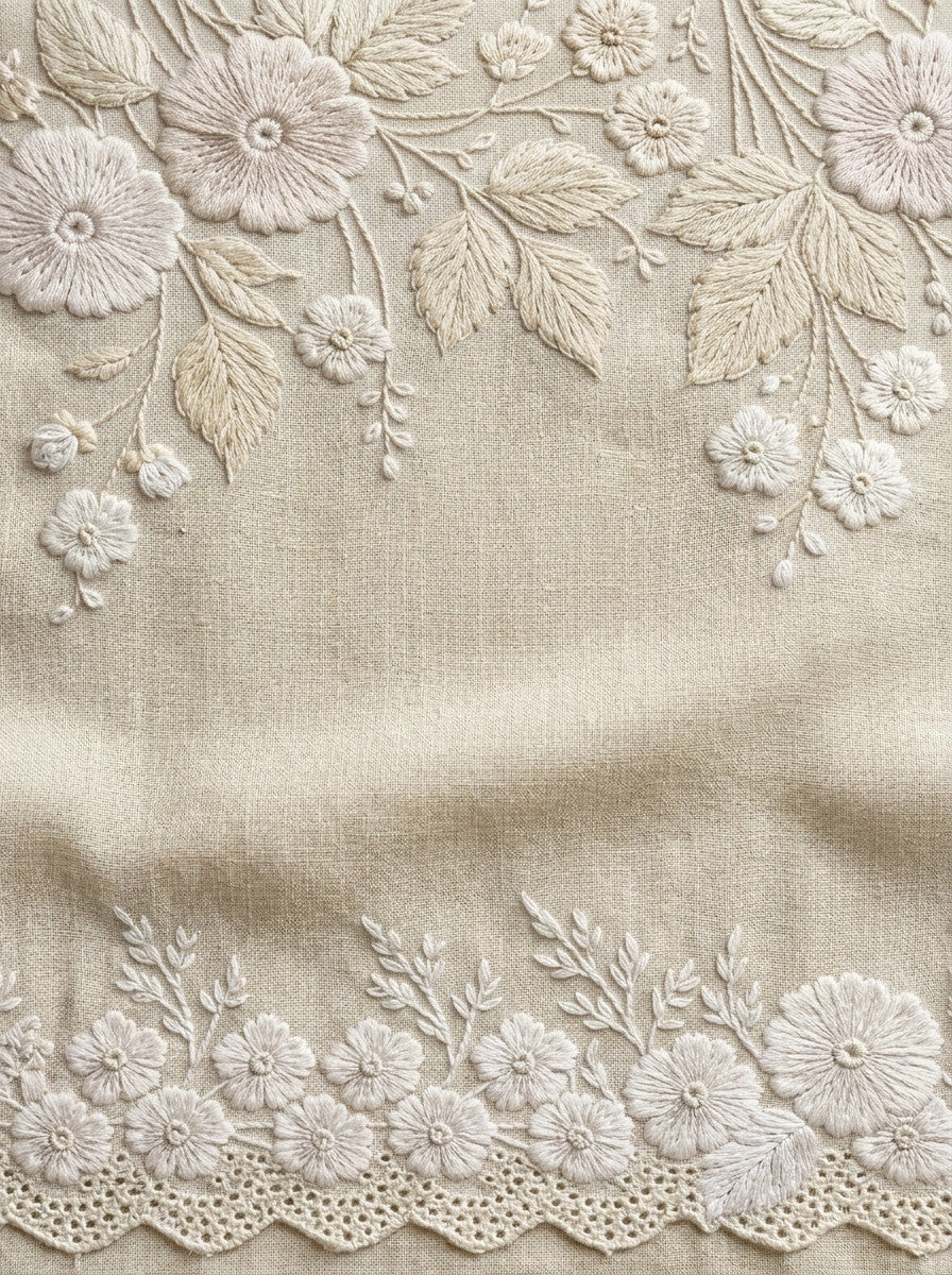 Fine Guest Towel Border French from French Embroidery & La Broderie Blanche Book 6, a digital embroidery design reference for machine embroidery designs, embroidery patterns and border and edge embroidery.