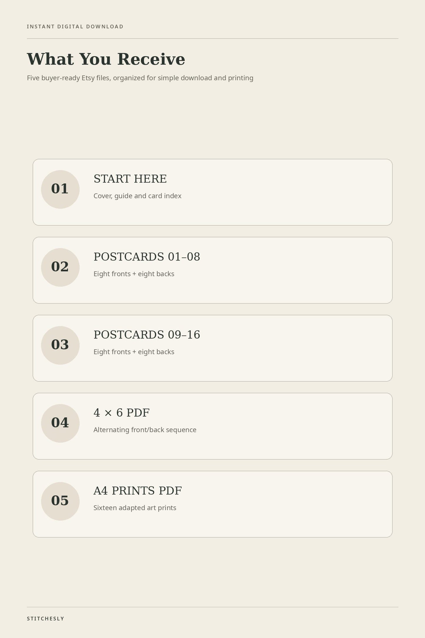 five digital download files
