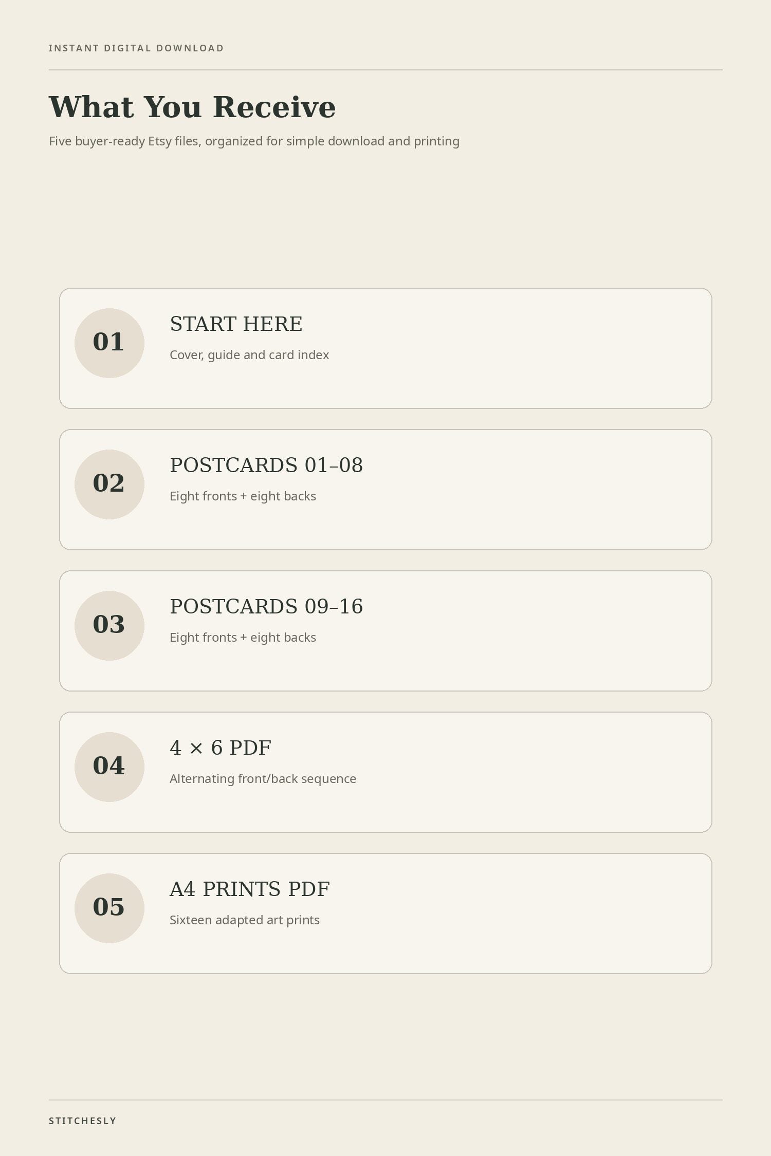 five digital download files