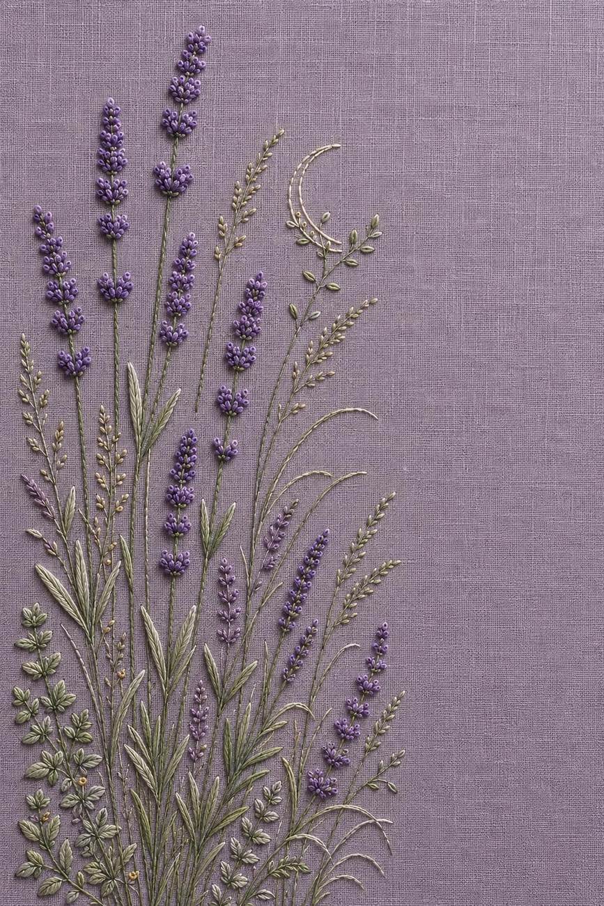 Blossom, Lavender & Porcelain Garden included design four for the five-pattern hand embroidery bundle