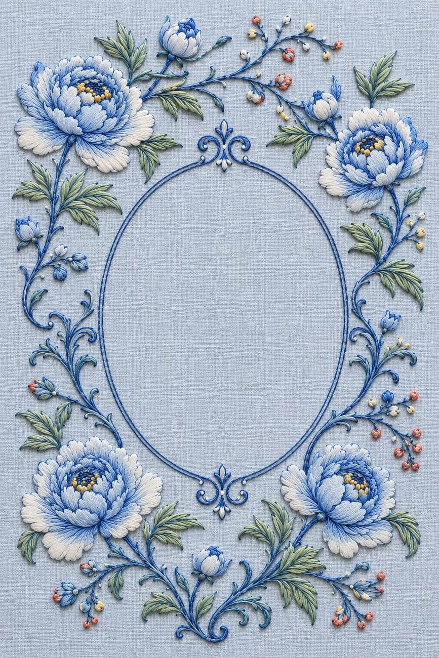 Blossom, Lavender & Porcelain Garden included design five for the five-pattern hand embroidery bundle