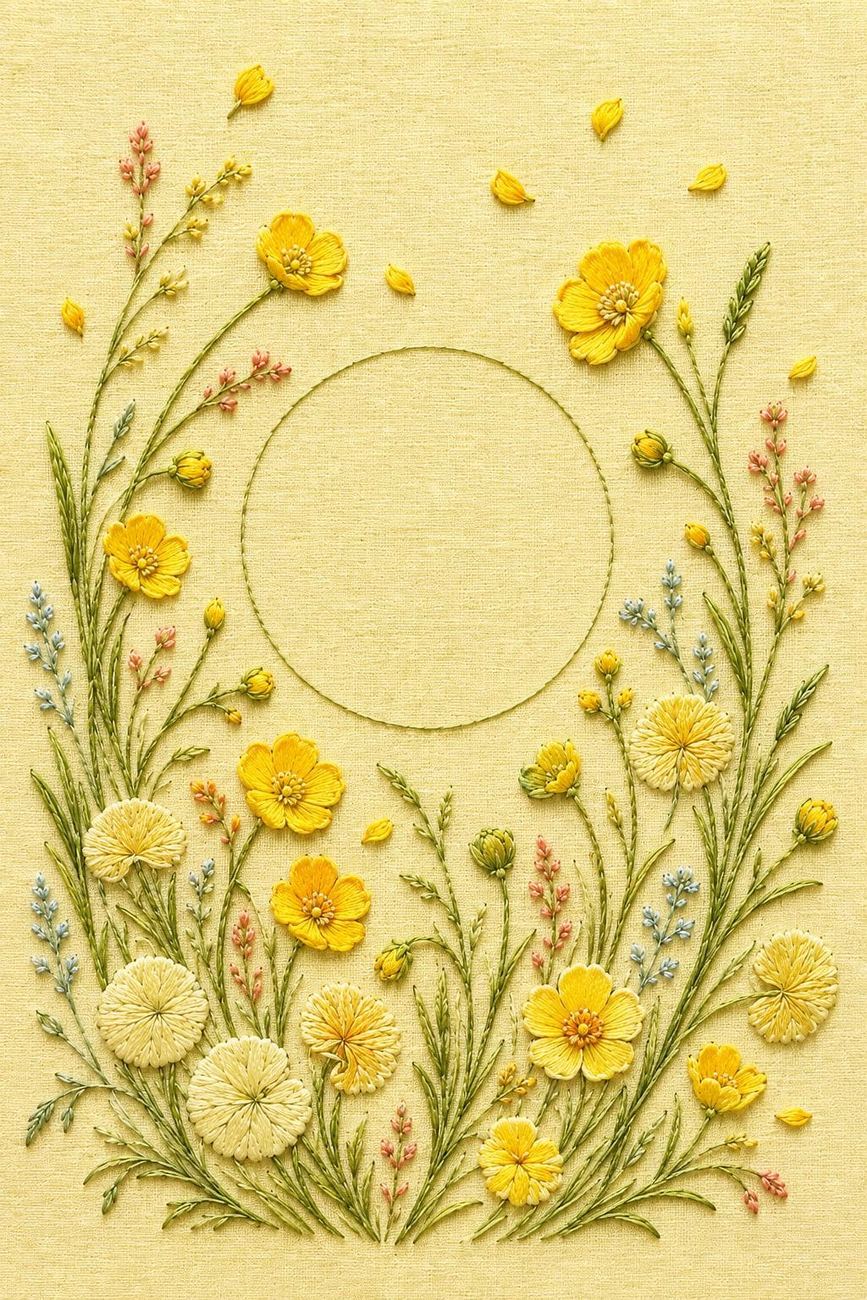 Fern, Buttercup & Hydrangea Garden included design two for the five-pattern hand embroidery bundle