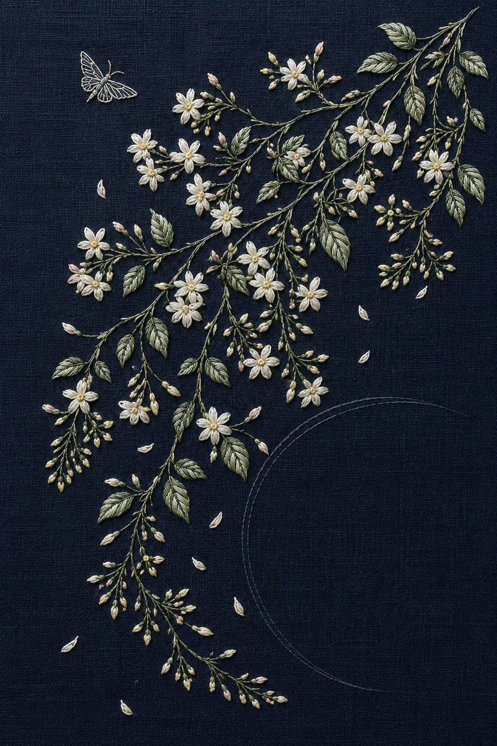 Flax, Jasmine & Forest Floor included design three for the five-pattern hand embroidery bundle