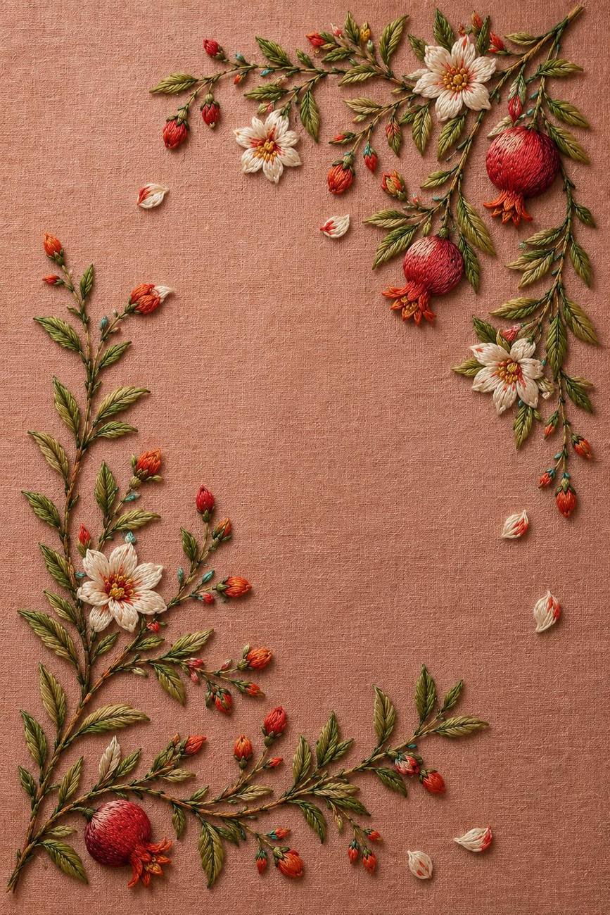 Iris, Camellia & Wild Orchid included design two for the five-pattern hand embroidery bundle