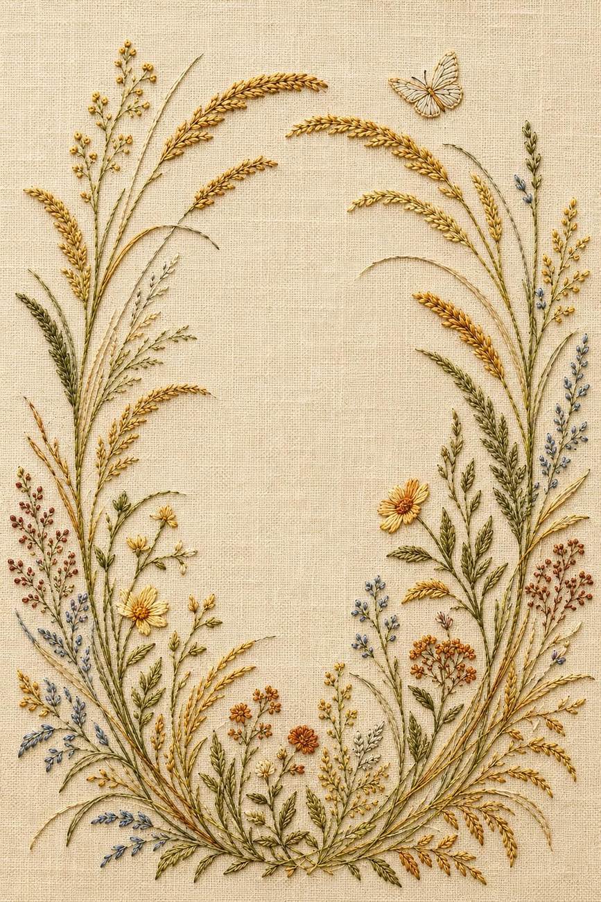 Moonlit, Poppy & Water Garden included design one for the five-pattern hand embroidery bundle