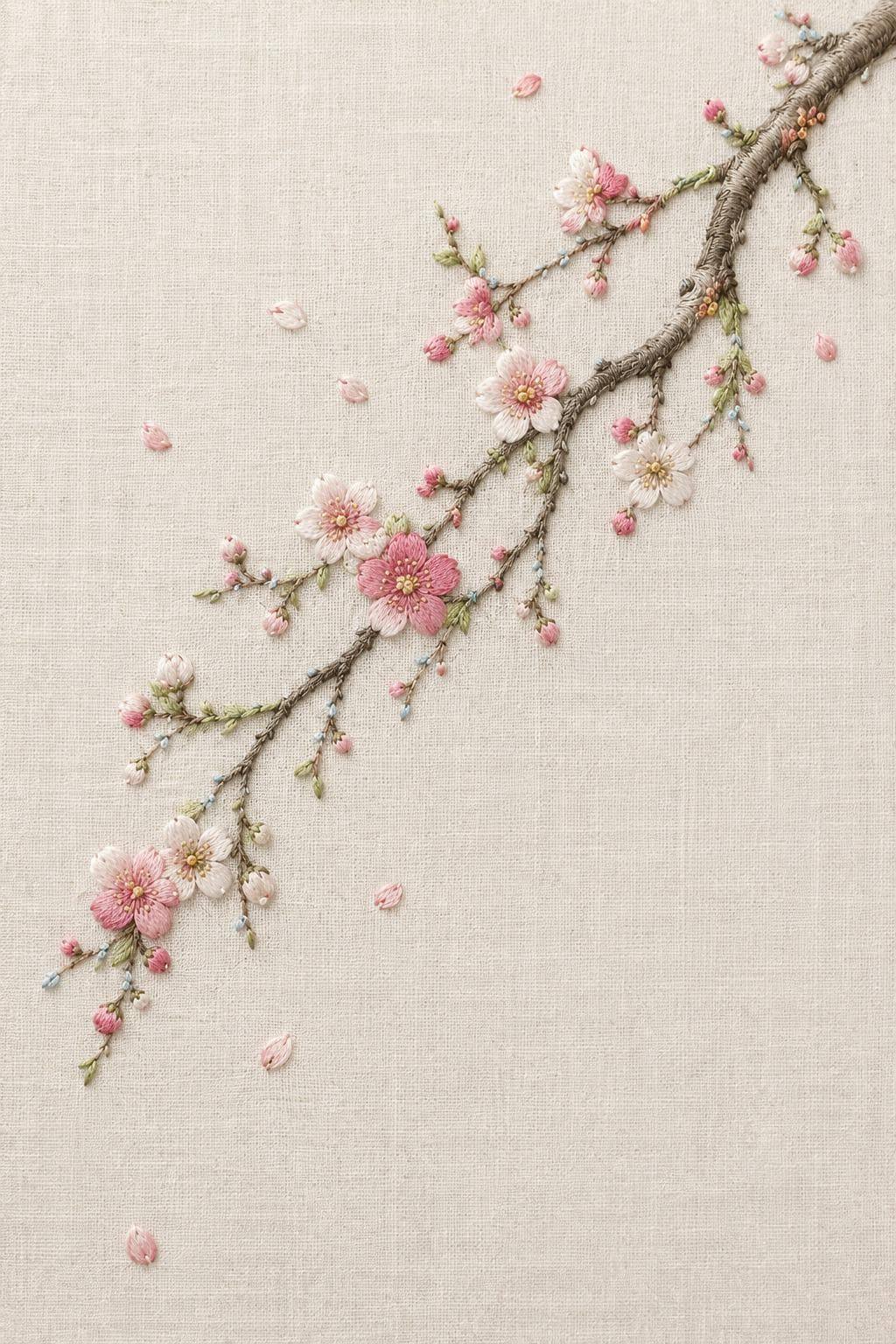 Plum Blossom, Spice & Modern Garden included design three for the five-pattern hand embroidery bundle